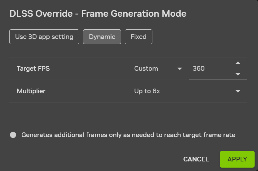 DLSS Dynamic MFG - Mode objectif FPS