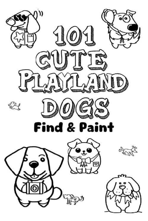 Couverture de 101 Cute Playland Dogs: Find & Paint